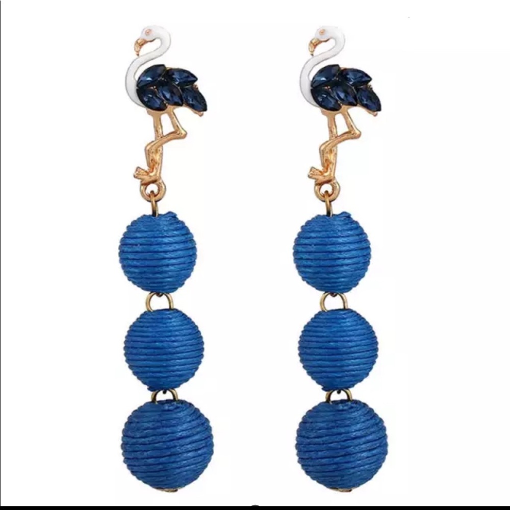 Bohemian Aesthetic Blue Flamingo Earrings